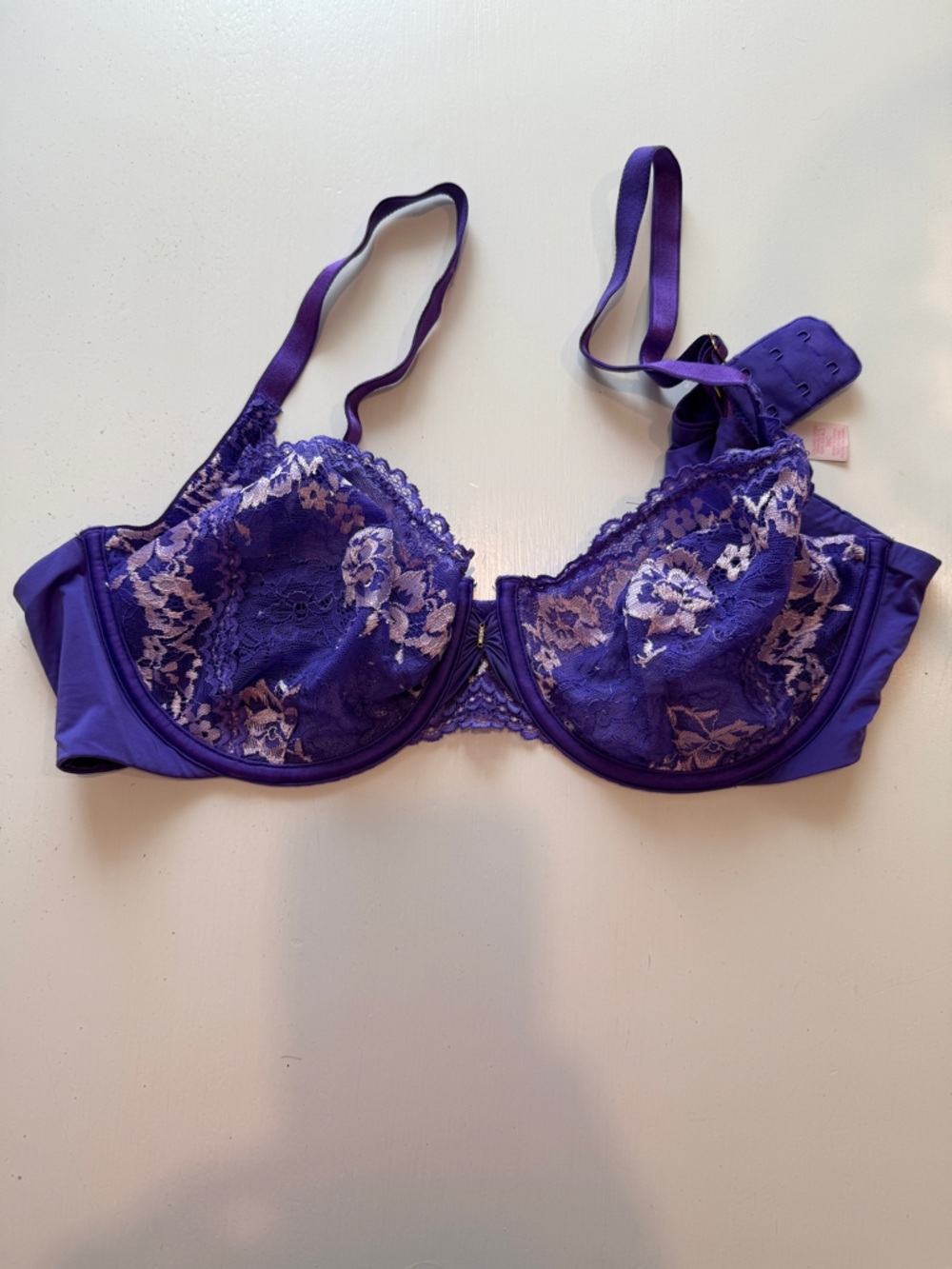 Victoria's Secret Purple Lace Underwire Bra with Light Floral Accents
